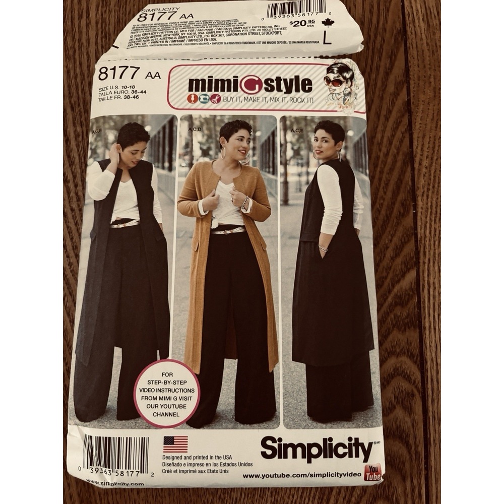 MimiG Style Sewing Pattern Women's Size 10-18 Uncut # 8177 Pants, Long Best Top